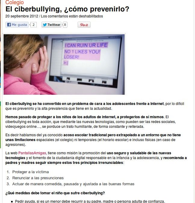 El ciberbullying, ¿cómo prevenirlo? [SaposYPrincesas.com]