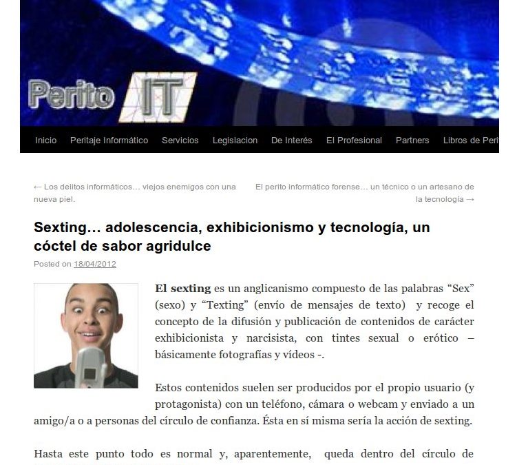 Sexting… adolescencia, exhibicionismo y tecnología, un cóctel de sabor agridulce [PeritoIT.com]