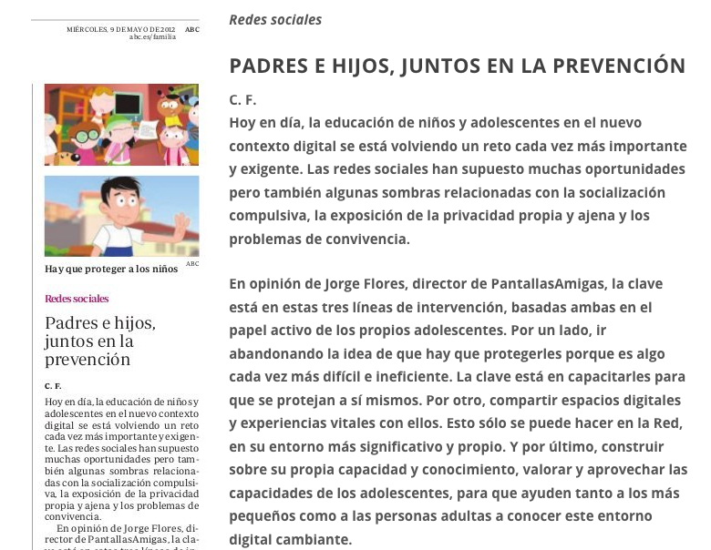 Padres e hijos, juntos en la prevención [ABC]