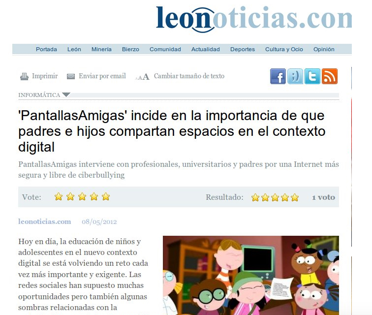 ‘PantallasAmigas’ incide en la importancia de que padres e hijos compartan espacios en el contexto digital [LeoNoticias.com]