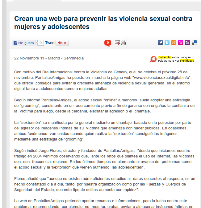 Crean una web para prevenir la violencia sexual contra mujeres y adolescentes [LaRazon.es]