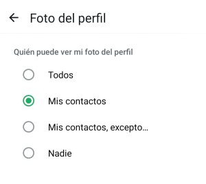 Ajuste Foto de perfil en WhatsApp